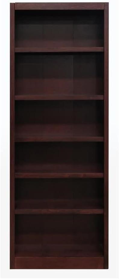 Traditional 84" Tall 6-Shelf Wood Bookcase in Cherry