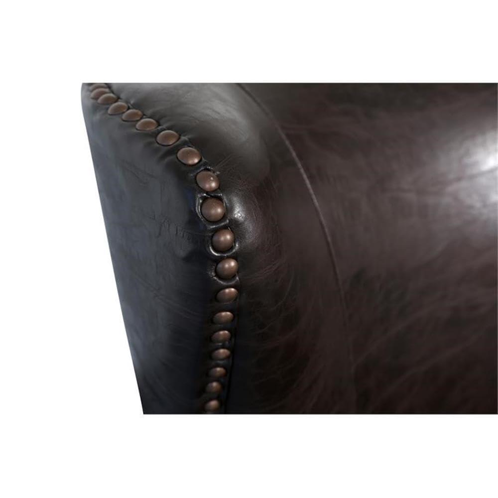 Hawthorne Collections Barrow Leather Accent Chair with High Back in Espresso