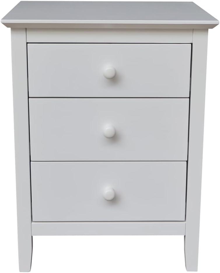 International Concepts Solid Wood Bedroom Nightstand with 3 Drawers, White