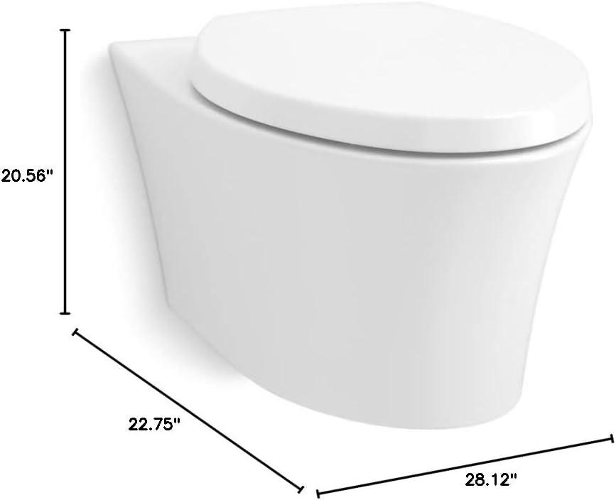 White Wall-Hung Elongated Ceramic Toilet with Skirted Trapway