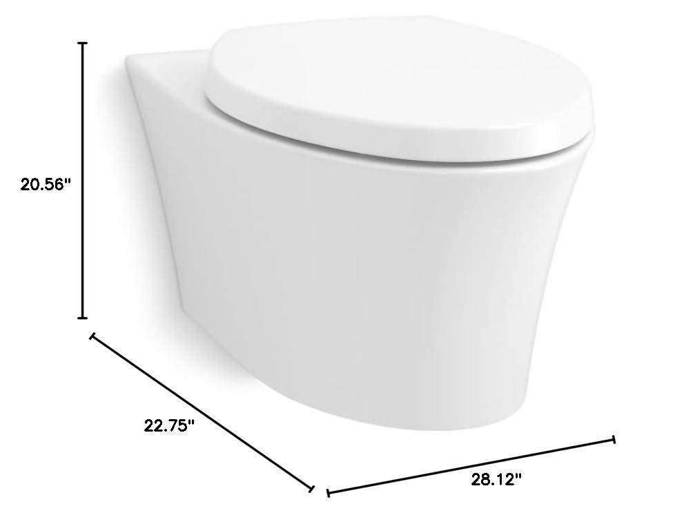 White Wall-Hung Elongated Ceramic Toilet with Skirted Trapway