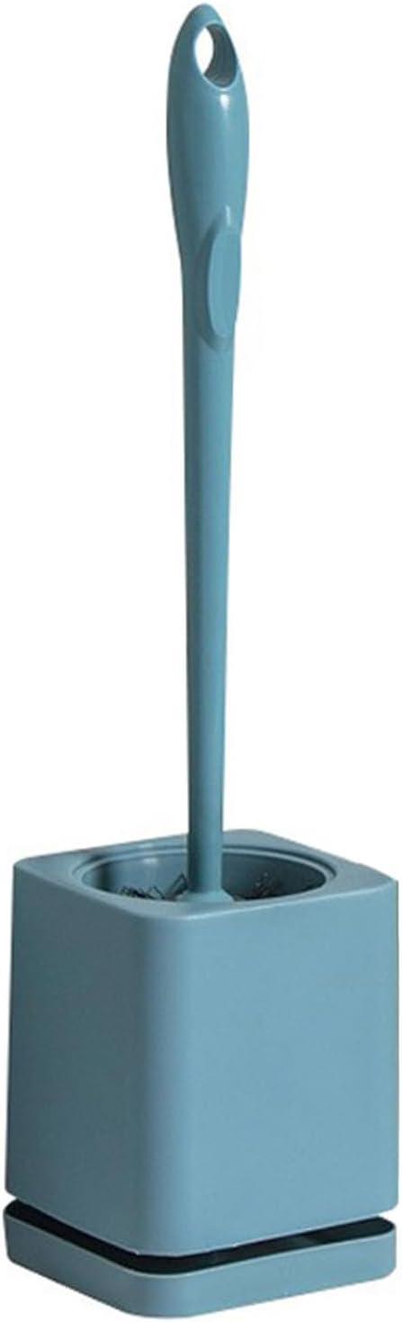 Blue Plastic Compact Toilet Brush with Holder