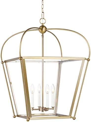 Charleston Small 4-Light Satin Brass Shaded Pendant Light