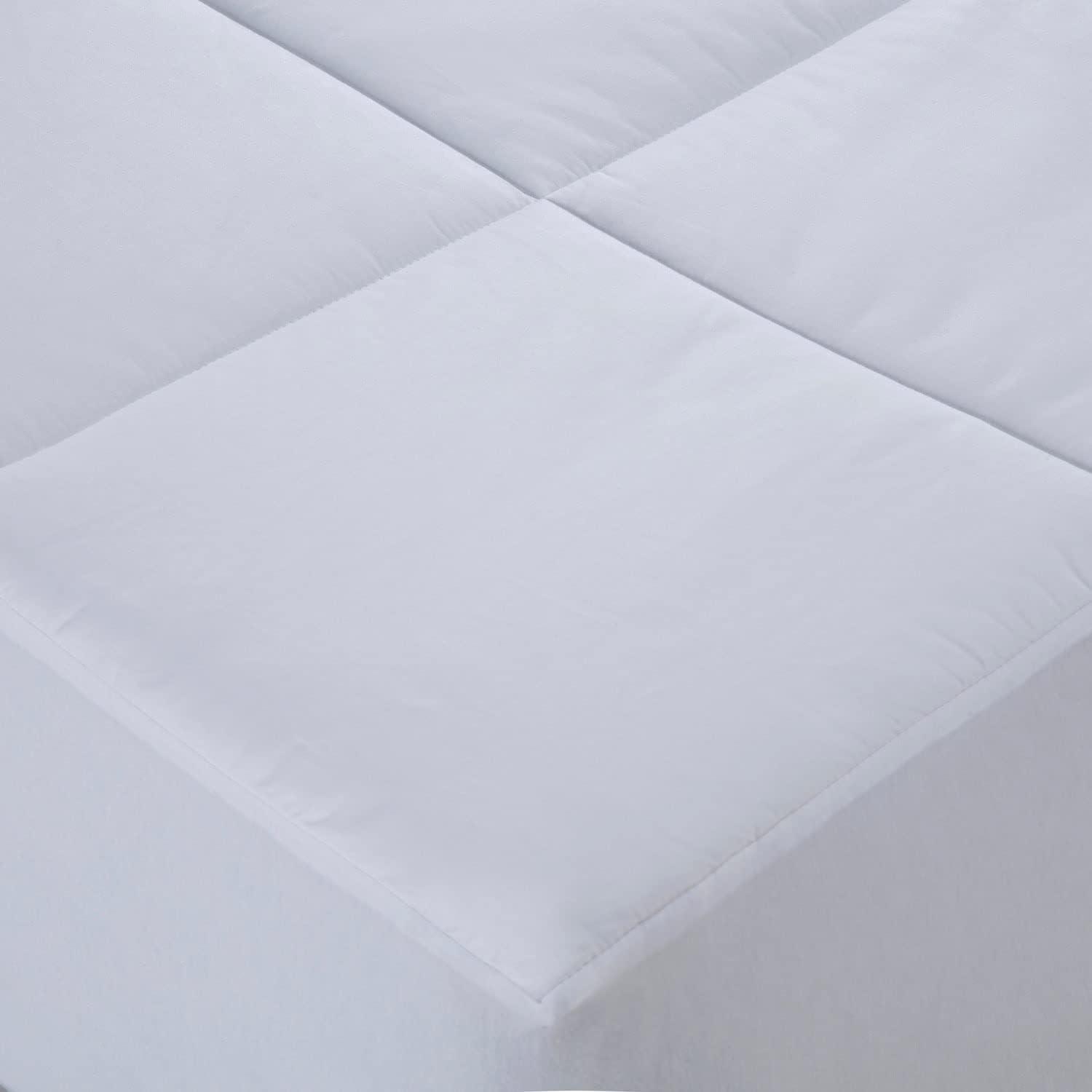 Twin White Cotton Down Featherbed Mattress Pad