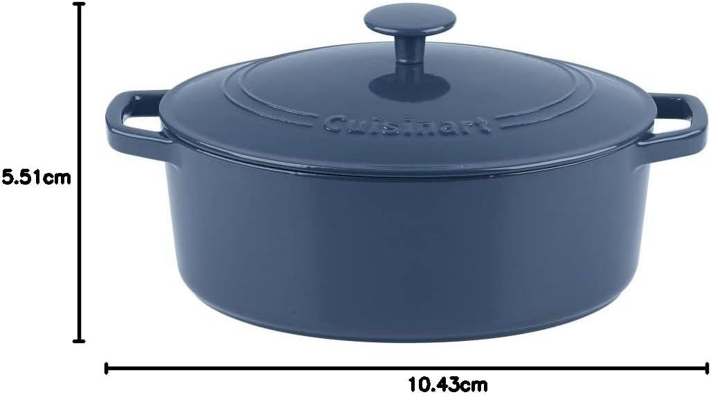 Blue Enameled Cast Iron Non-stick Oval Casserole, 5.5 qt