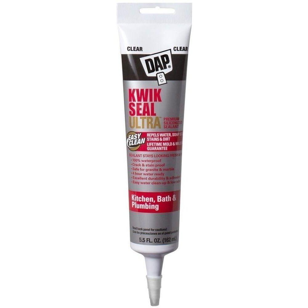 DAP Kwik Seal Ultra Clear Siliconized Acrylic Kitchen and Bath Caulk Sealant 5.5 oz