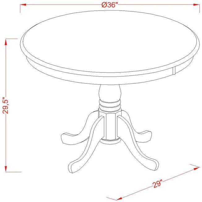 Mahogany Round Pedestal Dining Table with 4 Faux Leather Chairs