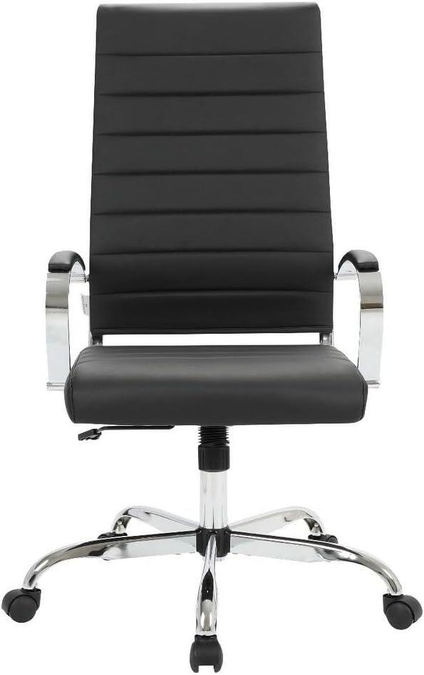 LeisureMod Benmar Modern High Back Leather Office Chair with Adjustable Height, Swivel Base, Ergonomic Design for Home Office, Study, or Workspace