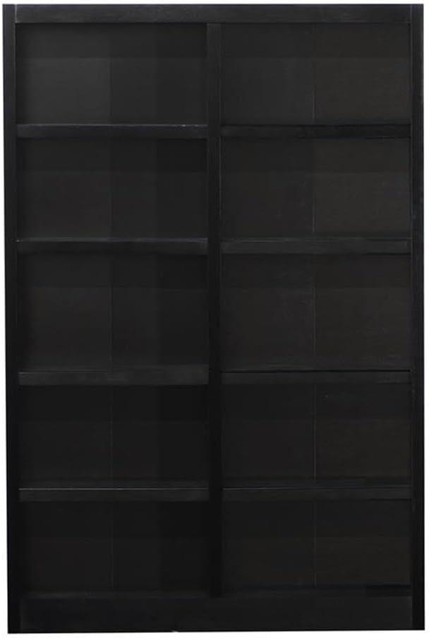 Traditional 72" Tall 10-Shelf Double Wide Wood Bookcase in Espresso