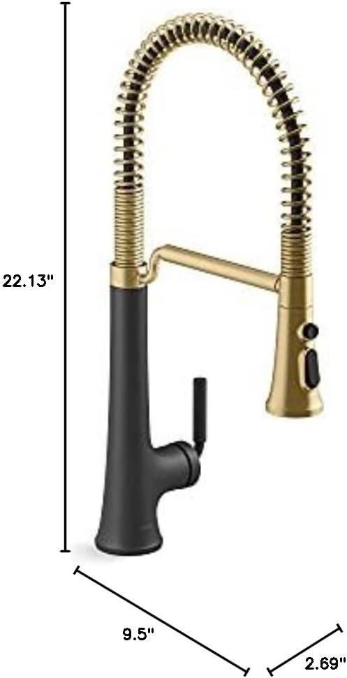 Kohler Tone Single Handle Semi-Professional Pre-Rinse Kitchen Sink Faucet with Three-Function Pull Down Sprayer