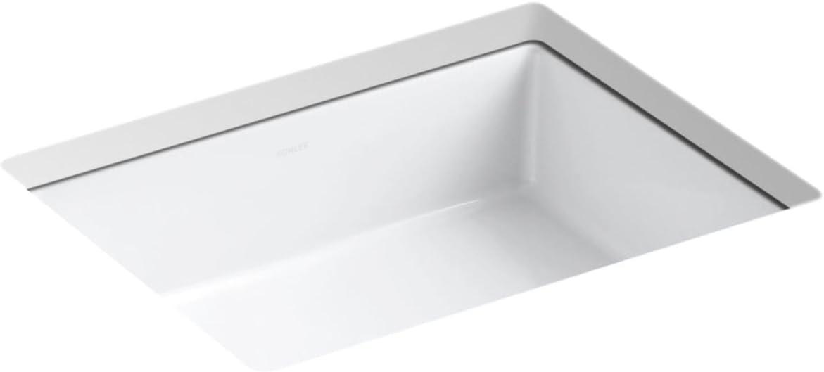 White Ceramic Rectangular Undermount Bathroom Sink