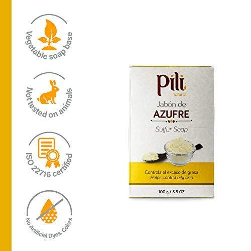 Pili Natural Sulfur Soap Bars (3 Pack) Jabón de azufre - Deep Cleansing and Oil-Control Formula for All Skin Types - Maintain Healthy Skin - 3-Pack