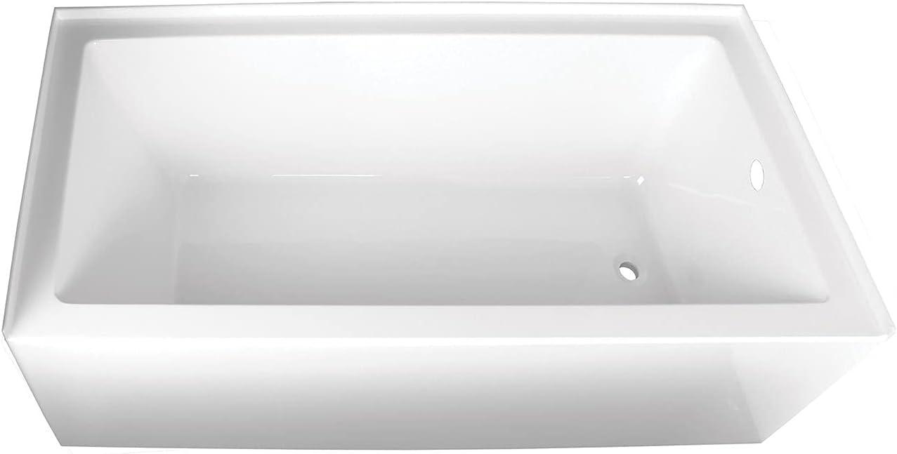 Kingston Brass Aqua Eden 66-Inch Acrylic Rectangular 3-Wall Alcove Tub