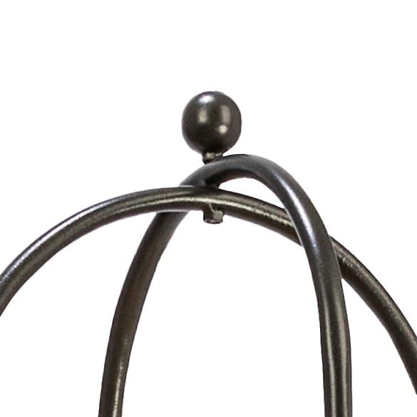 Storied Home Boho Arched Metal Plant Stand or Shelf with 3 Round Removable Rattan Trays, Natural and Black
