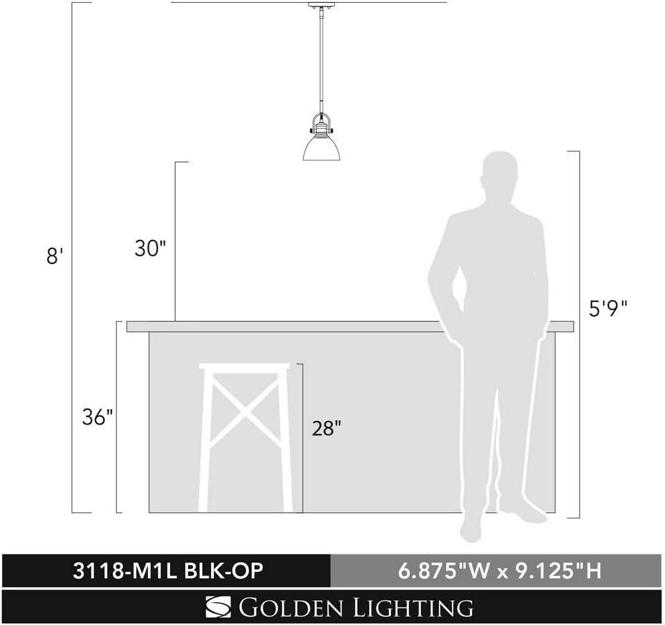 Hines Transitional Mini Pendant in Matte Black with Opal Glass