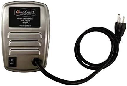 OneGrill Heavy Duty Chrome Steel Universal Grill Rotisserie Kit with 13 Watt 50 lb. Stainless Electric Motor - 53 Inch X 1/2 Inch Hexagon Spit Rod (Grills Up to 45 Inches Wide) NOT for Weber