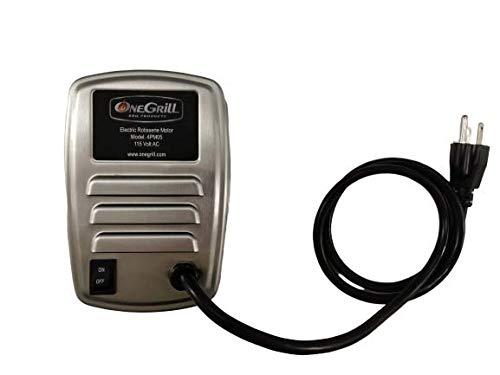 OneGrill Heavy Duty Chrome Steel Universal Grill Rotisserie Kit with 13 Watt 50 lb. Stainless Electric Motor - 53 Inch X 1/2 Inch Hexagon Spit Rod (Grills Up to 45 Inches Wide) NOT for Weber