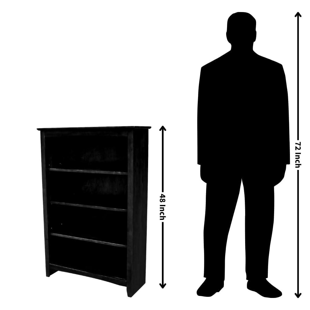 72" Shaker Bookshelf Espresso - International Concepts: Solid Parawood, 6 Fixed Shelves