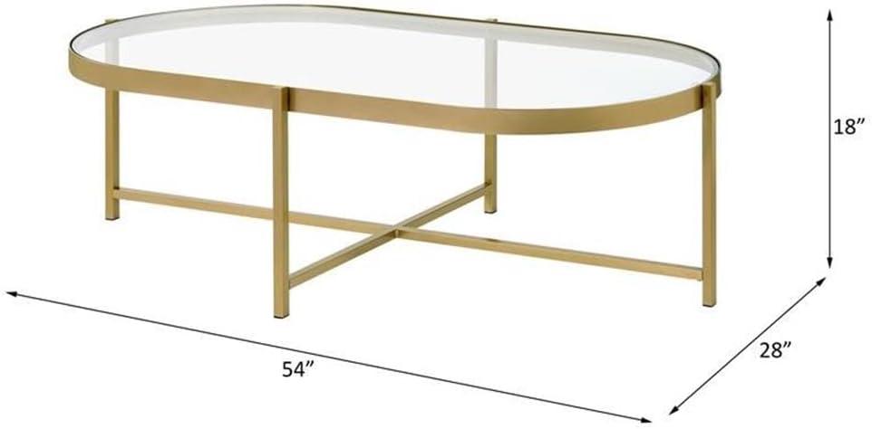 Acme Charrot Coffee Table, Clear Glass & Gold Finish