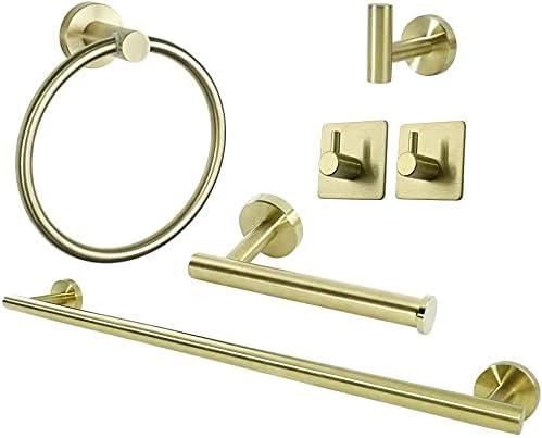 Brushed Gold Stainless Steel 6-Piece Bathroom Hardware Set