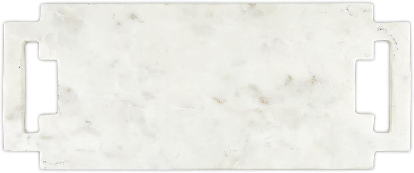 White Rectangular Marble Serving Board with Handles