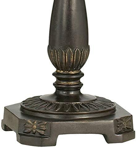 Regency Hill Traditional Accent Table Lamp Swing Arm 22.5" High Bronze Metal Faux Leather Bell Leather Shade for Living Room Family Bedroom