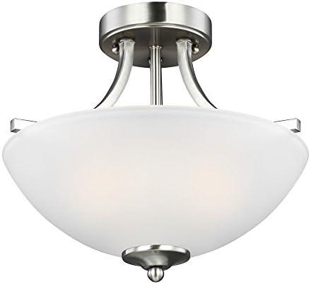 Generation Lighting 7716502EN3-962 Transitional Two Light Semi-Flush Convertible Pendant from Seagull - Geary Collection in Pewter, Nickel, Silver Finish,