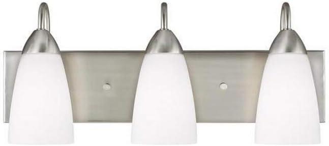 Seville Brushed Nickel 3-Light Wall Bath Fixture with Etched Glass