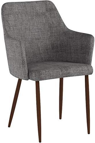 Serra Mid Century Fabric Dining Chair with Wood Finished Metal Legs (Set of 2)