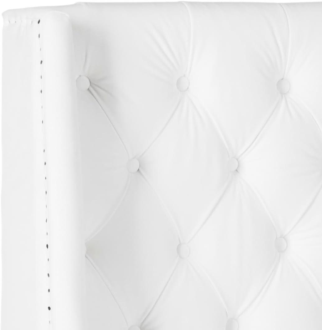 SAFAVIEH London Retro Winged Tufted Headboard with Flat Nail Heads, Queen, White