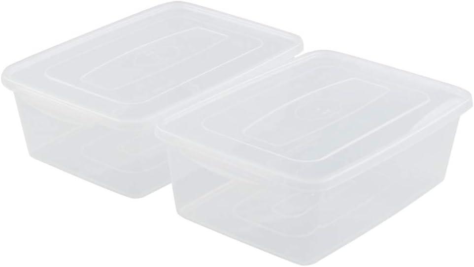 Zopnny 2-Pack Plastic Containers Box with Latching Lid, Stackable Nestable Storage Bins, Clear Pizza Dough Proofing Box, 16 Quart