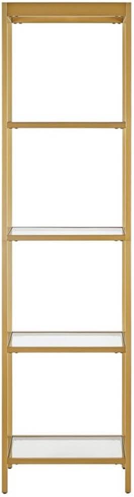 Evelyn&Zoe Alexis 18" Wide Rectangular Bookcase, Brass