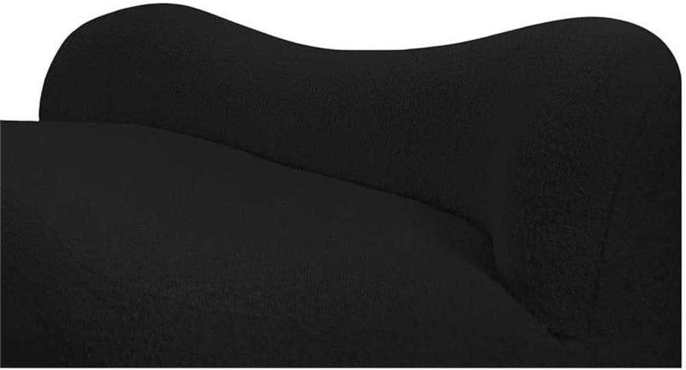 Meridian Black Boucle Fabric Bench with Curved Back