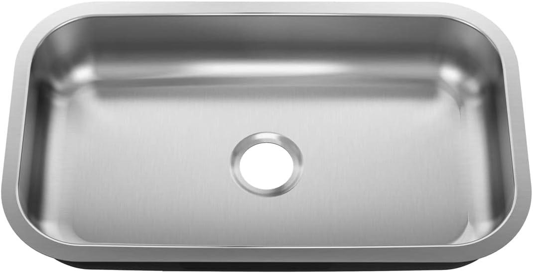 Sinber 30" x 18" Undermount Single Bowl Kitchen Sink with 18 Gauge 304 Stainless Steel Satin Finish