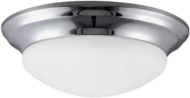 Nash Chrome 14" Energy Star Flush Mount with Satin Etched Glass