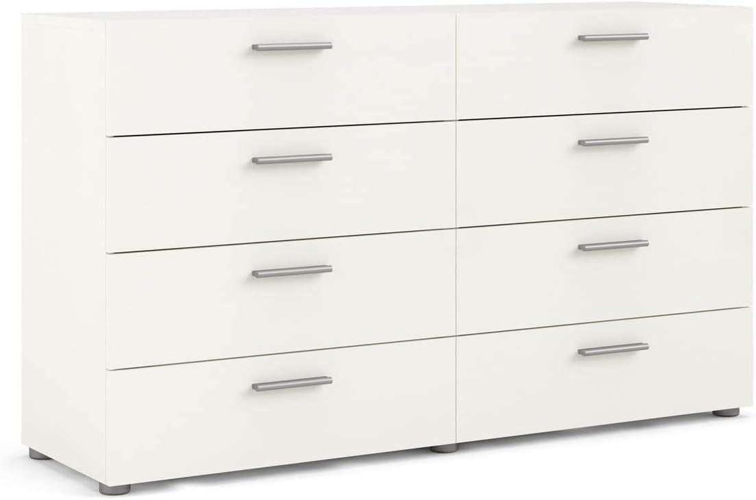 Tvilum Loft 8 Drawer Double Dresser, White Woodgrain