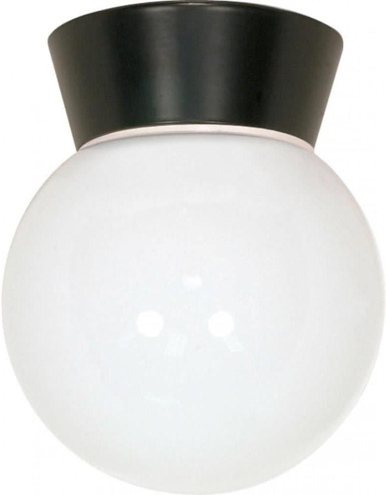 Bronzotic 6" White Glass Globe Outdoor Flush Mount Light