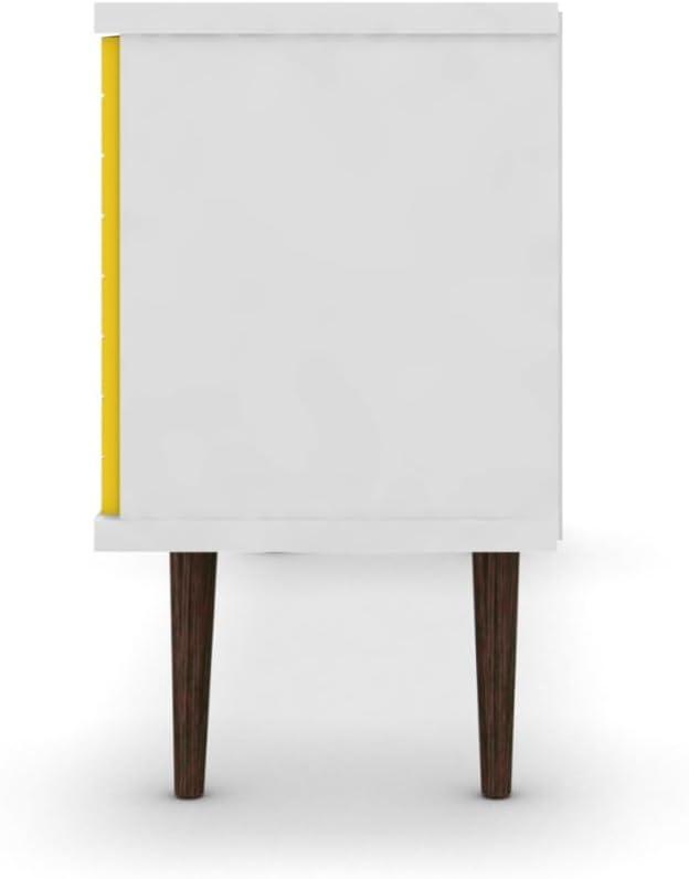 Manhattan Comfort Liberty 53" Mid Century Modern TV Stand Table, White/Yellow