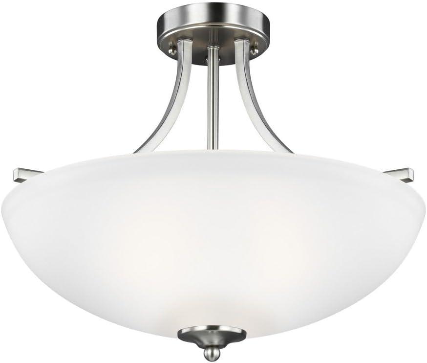 Geary 17.75" Brushed Nickel and Glass Convertible Pendant