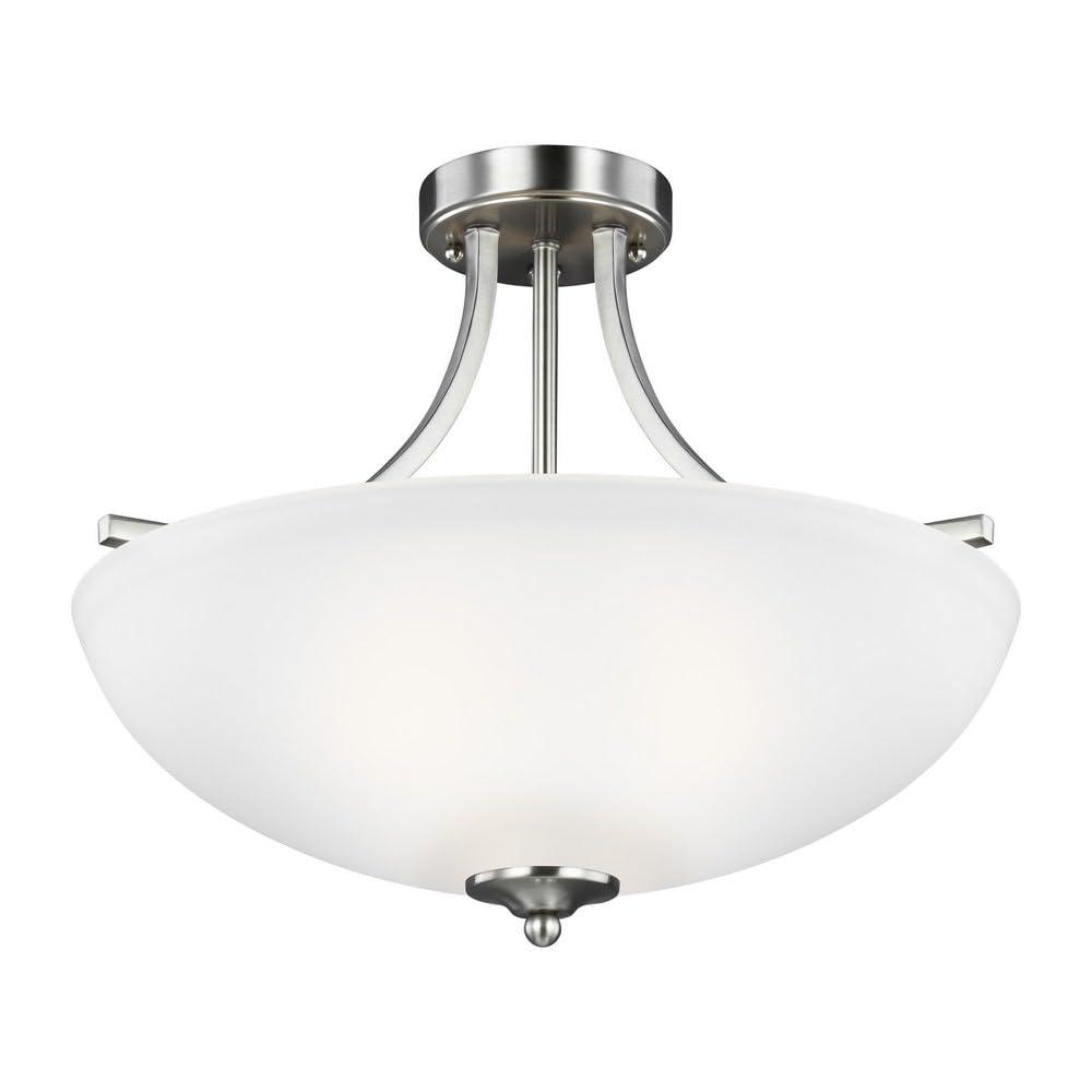 Sea Gull Lighting Generation 7716503-962 Transitional Three Light Semi-Flush Convertible Pendant from Seagull-Geary Collection in Pewter, Silver Finish, Medium, Brushed Nickel