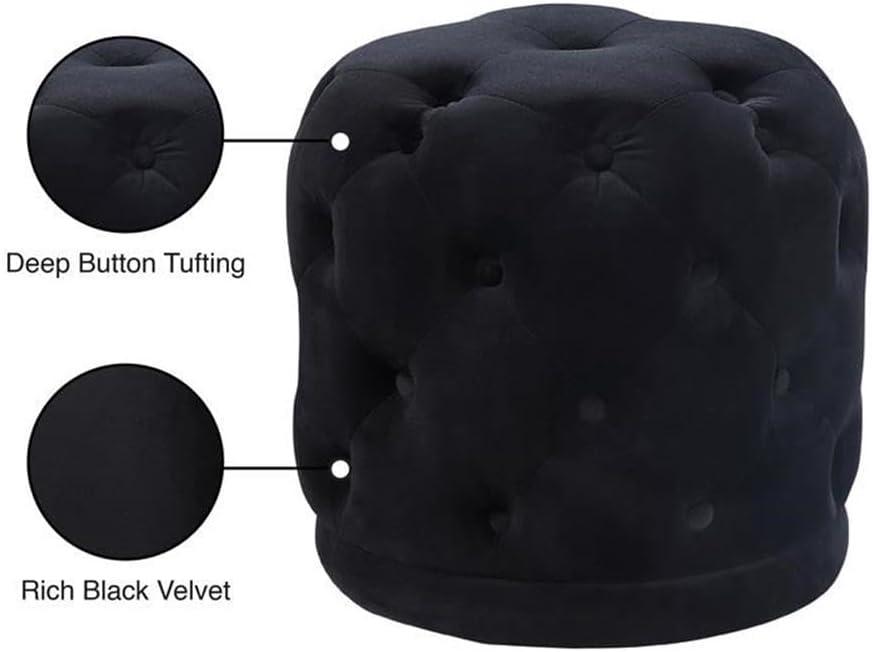 Meridian Furniture Harper Contemporary Velvet Ottoman/Stool in Black