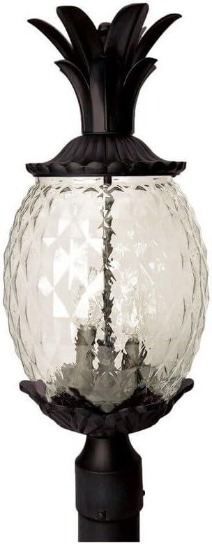 Lanai Matte Black Pineapple Outdoor Post Light with Textured Glass