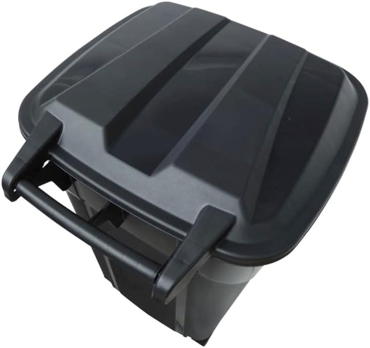Hyper Tough 32 Gallon Wheeled Heavy Duty Plastic Garbage Can, Attached Lid, Black