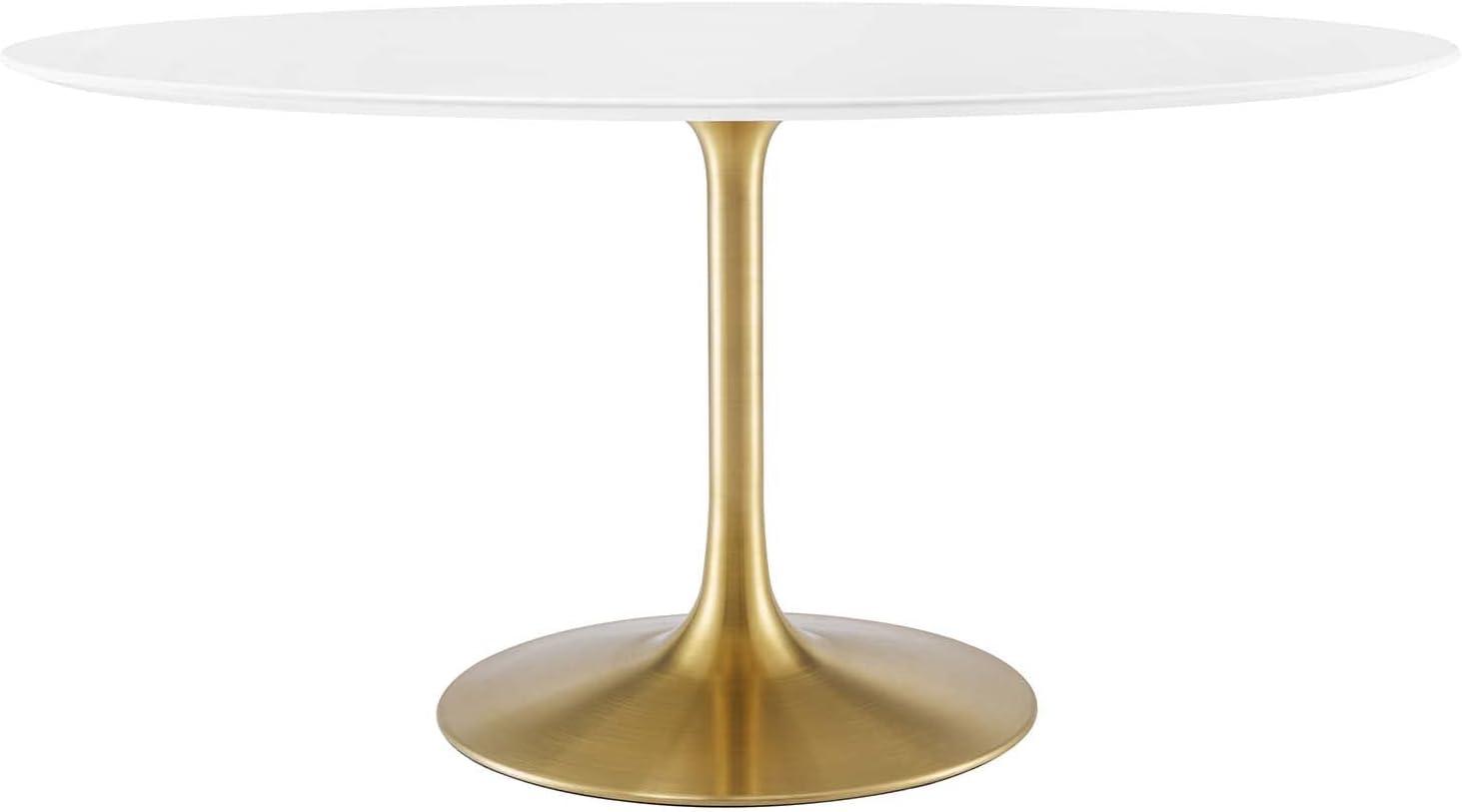 Modway Lippa 60 Oval Wood Dining Table - Gold White