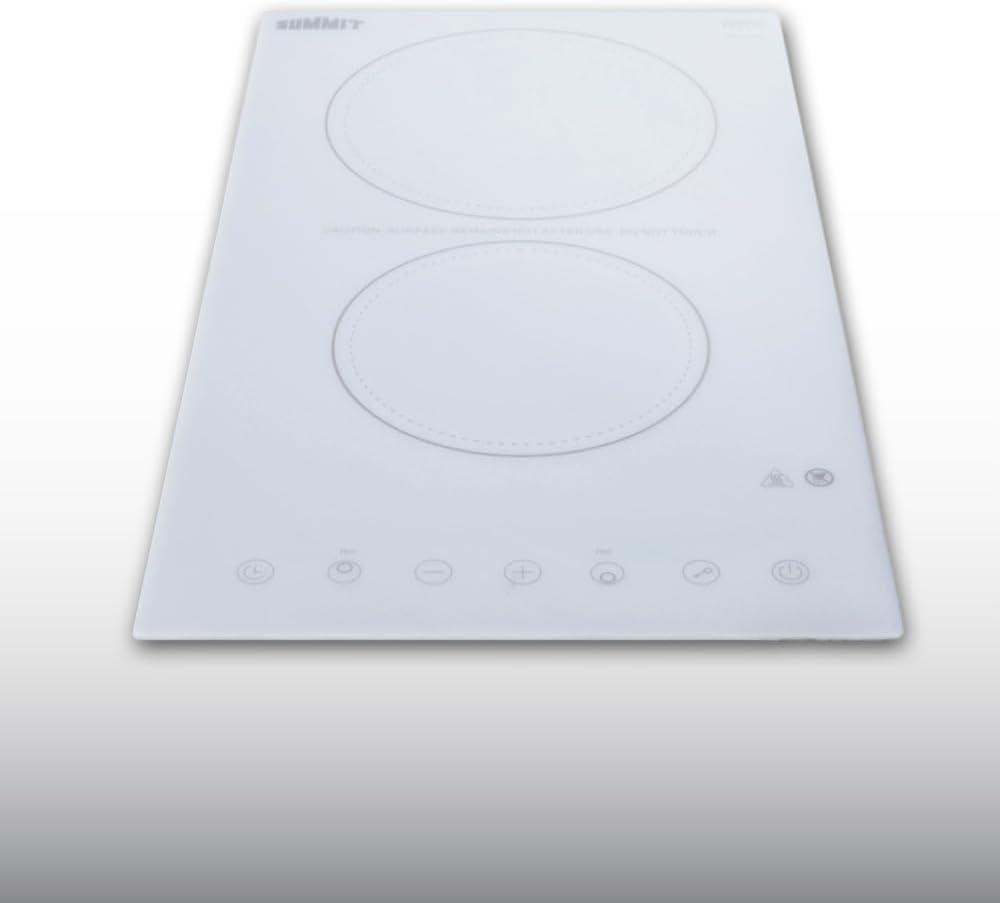 White Ceramic Glass 2 Burner Electric Cooktop with Touch Control