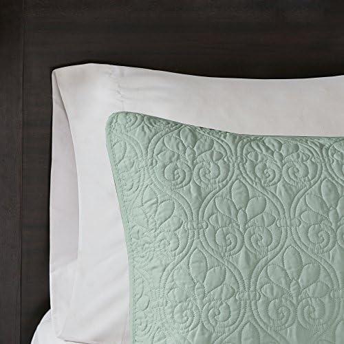 Madison Park 3pc Full/Queen Vancouver Reversible Coverlet Set Seafoam: Lightweight, Machine Washable
