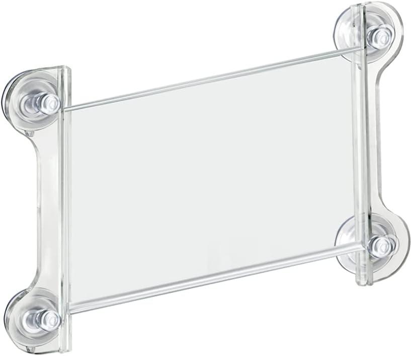 Clear Acrylic Window/Door Sign Holder Frame with Suction Cups 8.5''W x 5.5''H, 2-Pack (Set of 2)