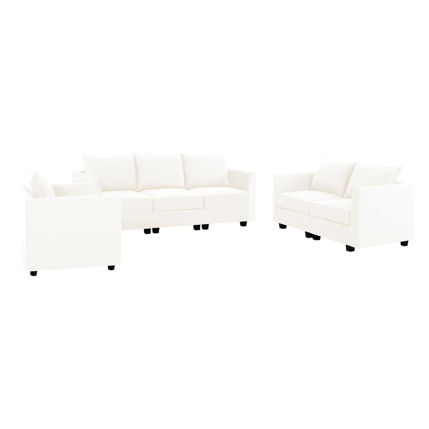 Naomi Home Elizabeth Modern DIY Collection-Fabric:Linen,Finish:White Down,Style:Sofa Set