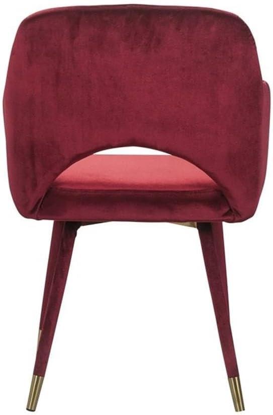 ACME Applewood Velvet Upholstered Accent Chair in Bordeaux Red and Gold