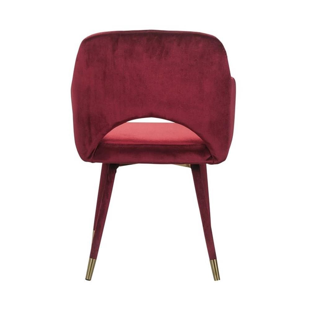 ACME Applewood Velvet Upholstered Accent Chair in Bordeaux Red and Gold